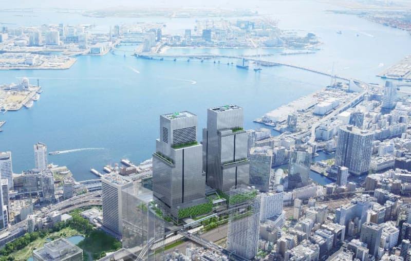 浜松町ビルディング超高層ツインタワーの完成予想図