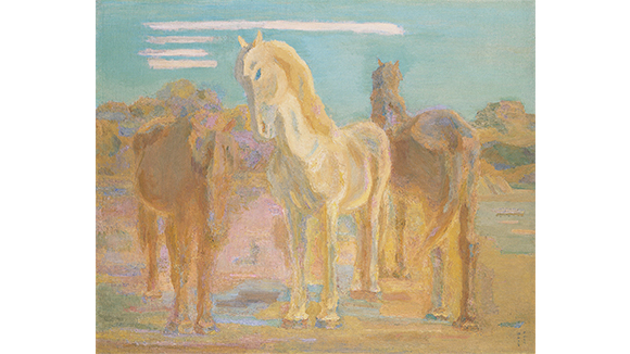 坂本繁二郎《放牧三馬》（1932年）